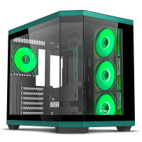 Ant Esports Crystal X11 Mid-Tower High End Gaming Cabinet – Green Black with Pre-Installed 4 x 120 mm ARGB Fans